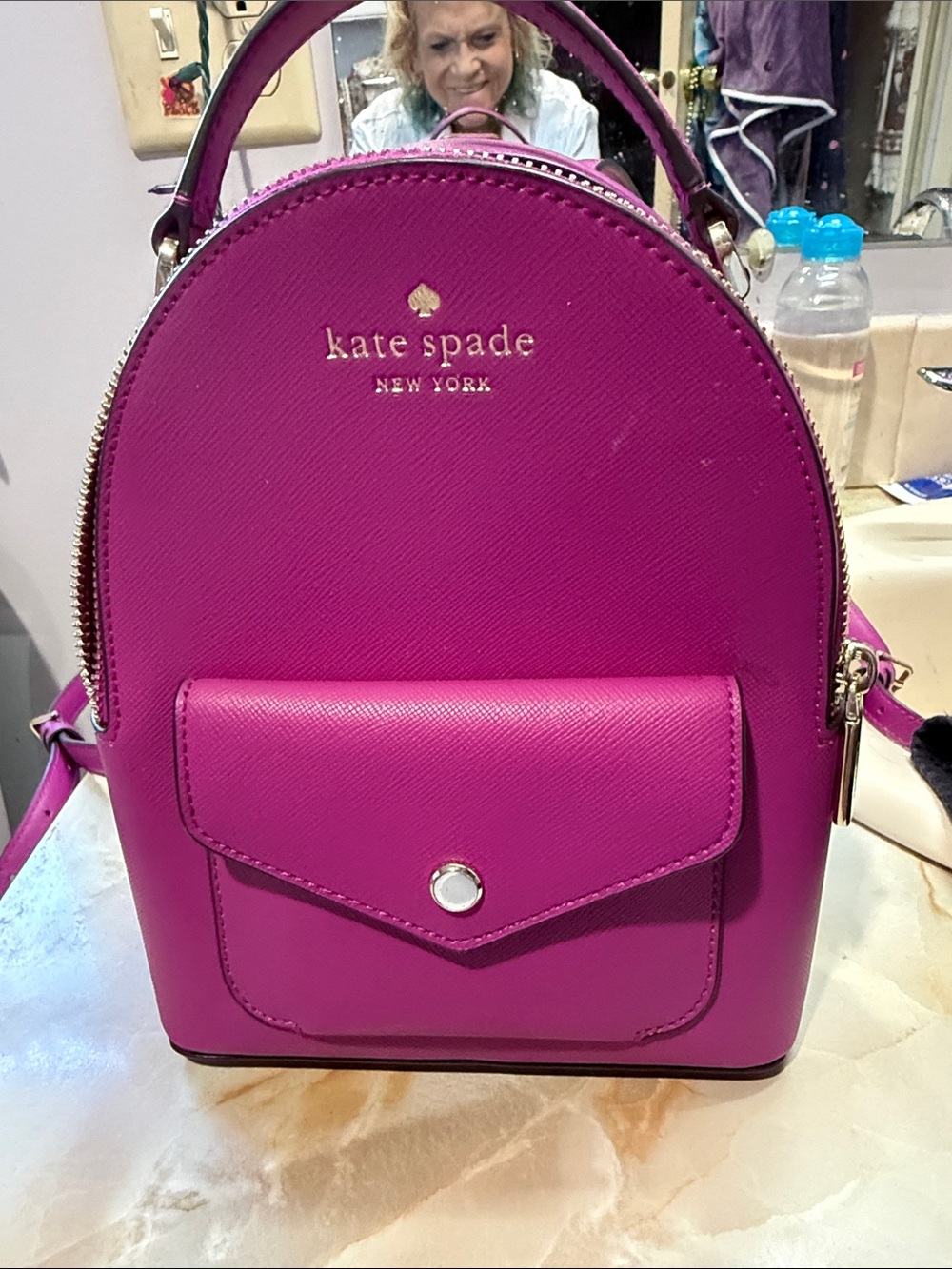 kate spade Mini Backpack in Bright Purple with Gold Hardware